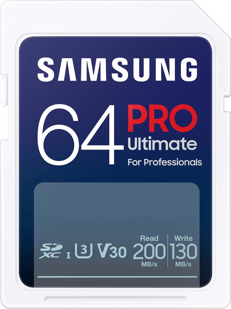 Samsung PRO Ultimate SD-Karte, 64 GB, UHS-I U3, Full HD & 4K UHD, 200 MB/s Lesen, 130 MB/s Schreiben, Speicherkarte fr Kamera, PC, Drohne oder Acti...