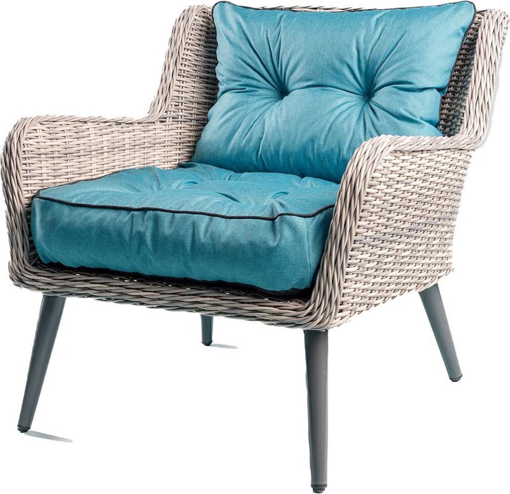 TexDeko Loungekissen Gartenpolster Set mit Rückenkissen für Rattanmöbel Wasserabweisend 55x55x12cm + 55x40x12cm (Aqua)