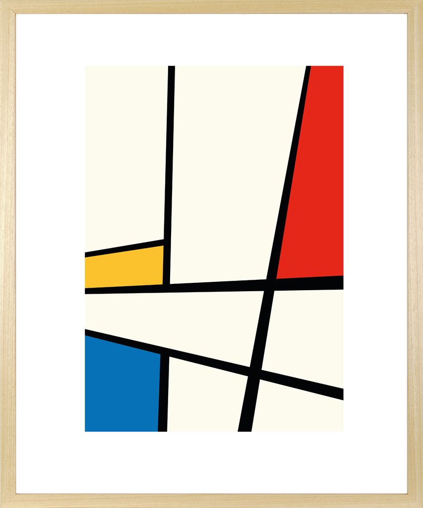 Gerahmter Digitaldruck Bauhaus Abstrakt 30x40cm | Wandbild | Design-Poster | Holzrahmen | Dekoration