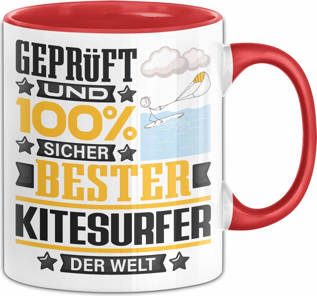 Kitesurfer Geschenk Lustiger Spruch für Kitesurfer Geschenkidee Bester Kitesurfer Der Welt (Rot)