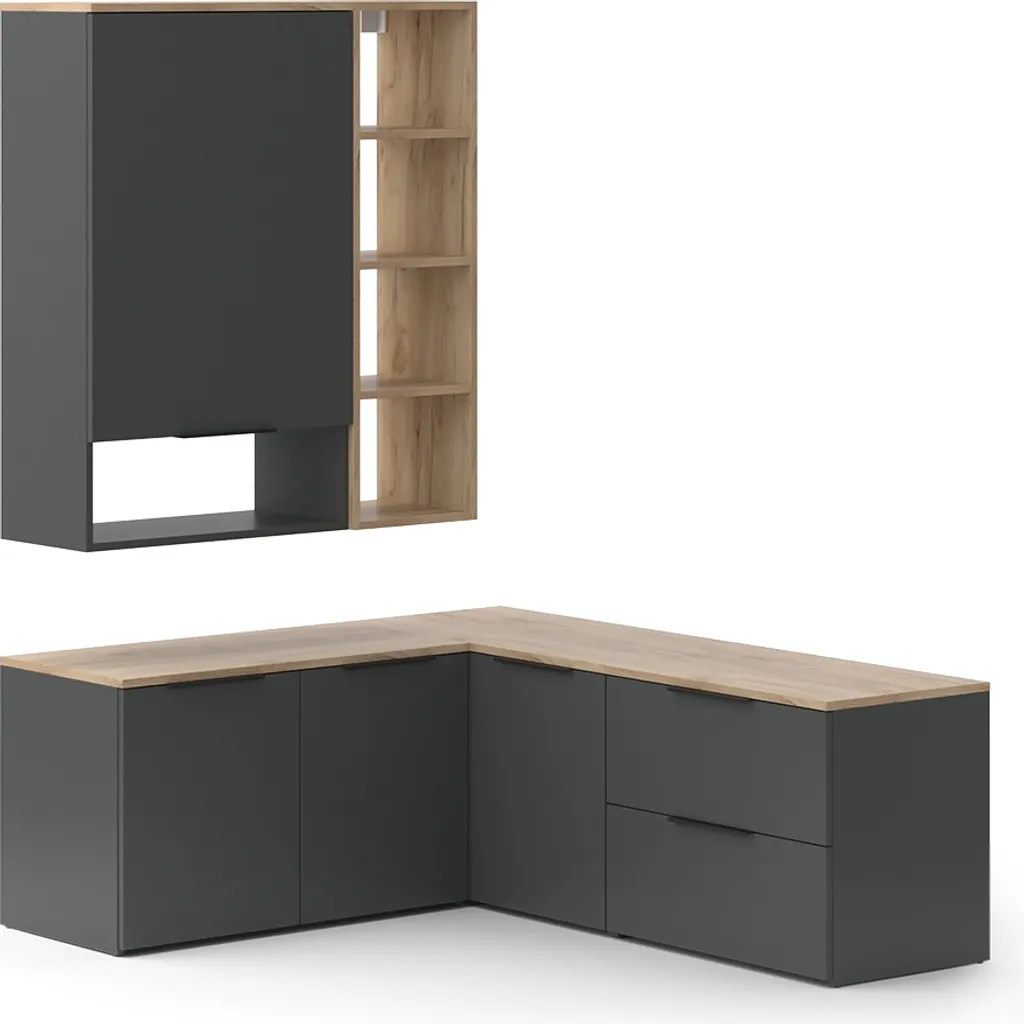 Aménagement salon meuble mural Vicco Wido 5 pièces gris anthracite mat