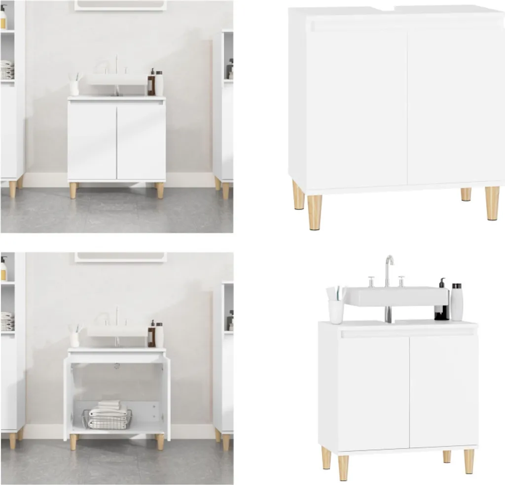 vidaXL Mobiletto Bagno Bianco 58x33x60 cm in Legno | Shop Online
