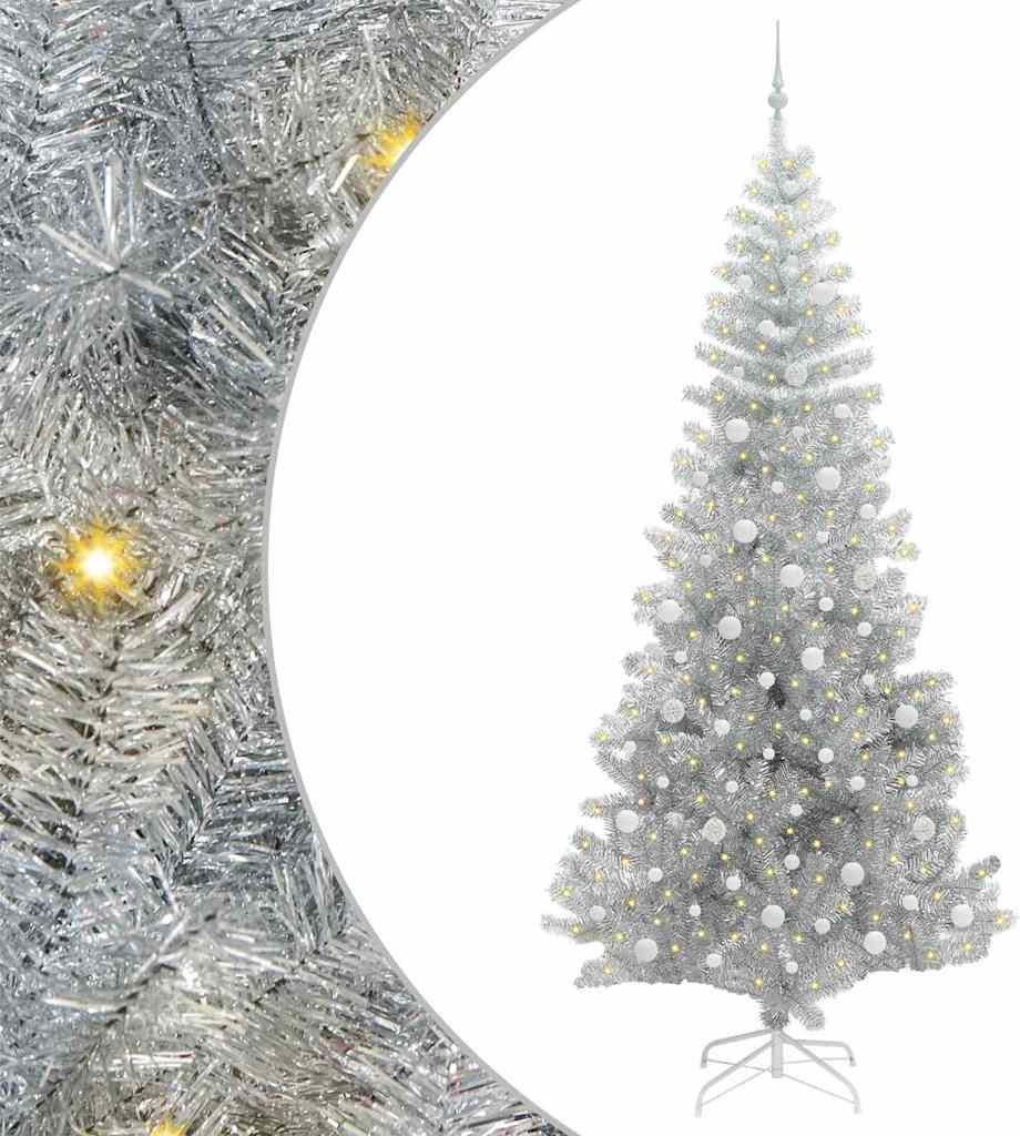 vidaXL Weihnachtsbaum mit 300 LEDs mit Ständer Silber 240 cm PET