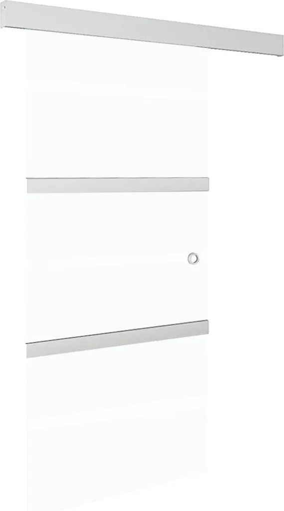 Porte coulissante 90x205cm en verre trempé ESG et aluminium brossé