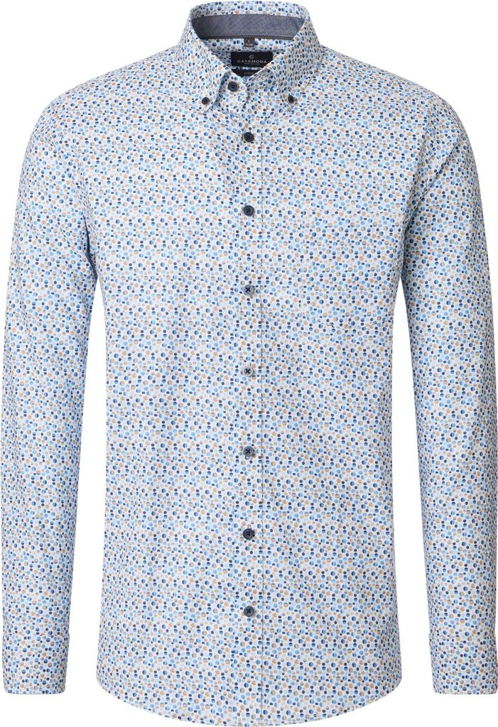 CASAMODA Herren Freizeithemd Button-Down Comfort Beige gepunktet 6XL
