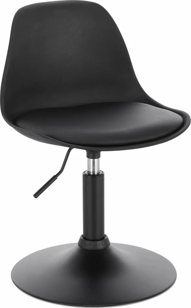 Tabouret de bar réglable noir en cuir PU - Siège pivotant hauteur 37-49 cm