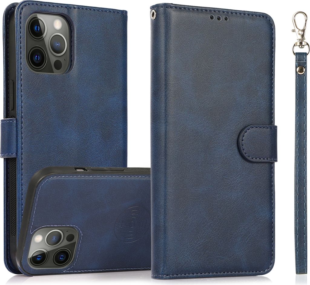 Mobigear Wallet iPhone 16 Pro Hülle Abnehmbare 2in1 Klapphülle Geldbörse - Blau