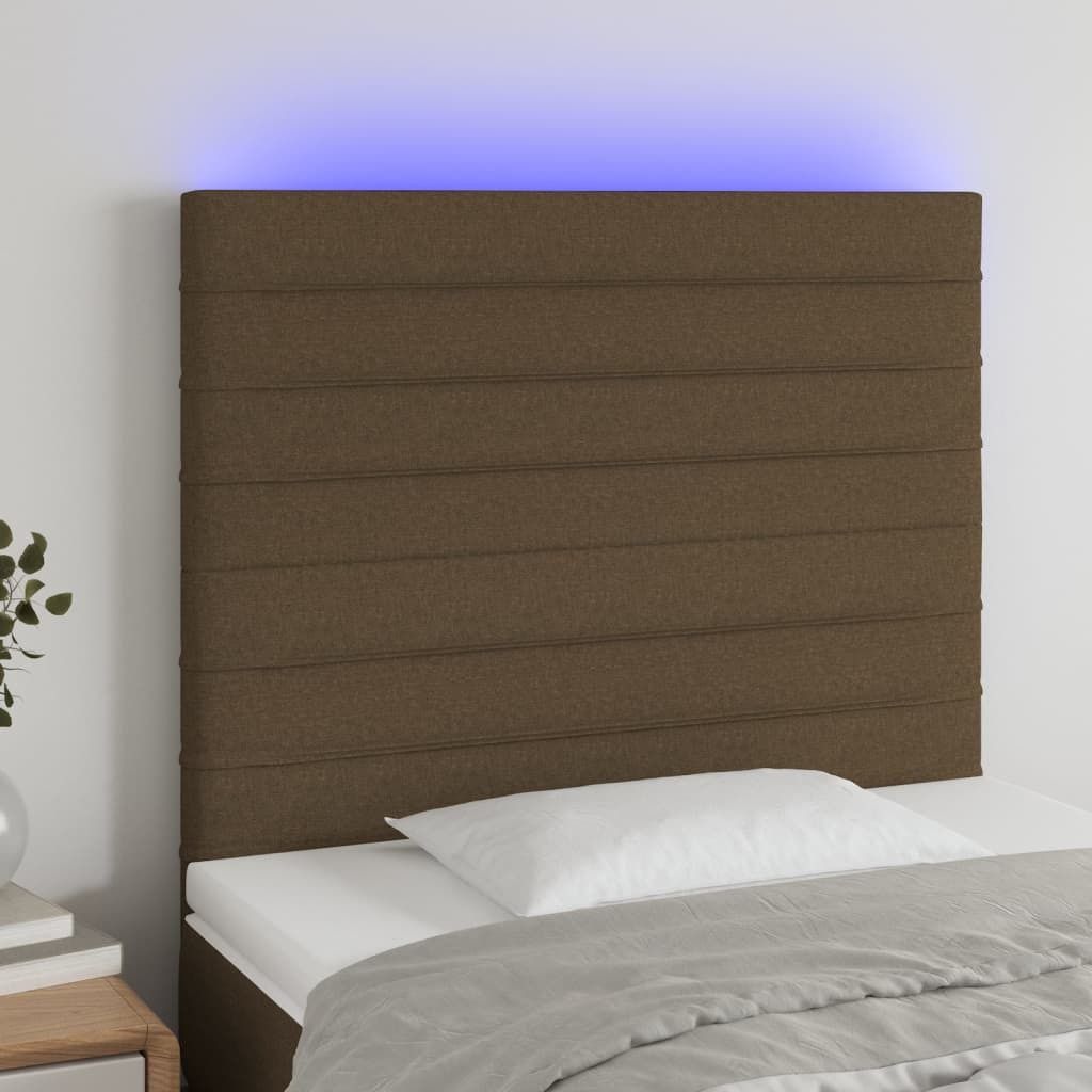 Maison Exclusive - LED Kopfteil Dunkelbraun 90x5x118/128 cm Stoff