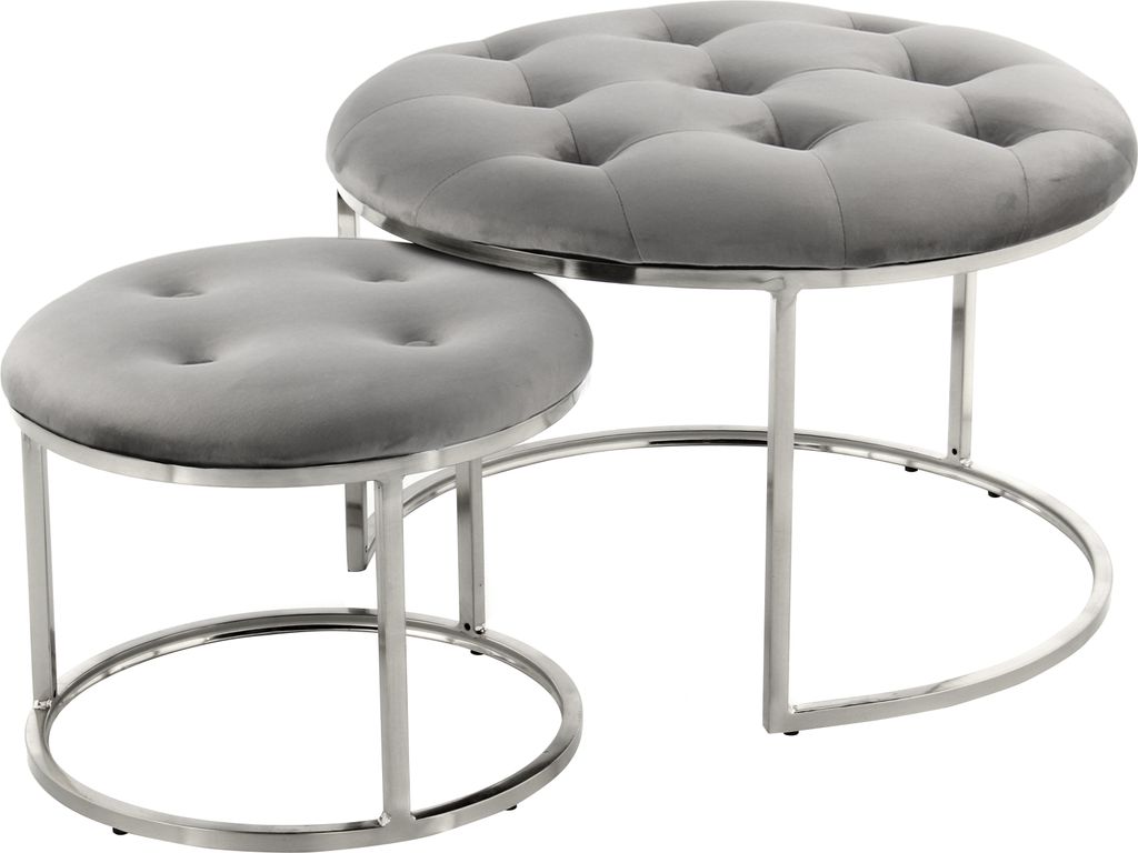 Hocker Becky 800 2er-Set Grau / Silber Produktbild 