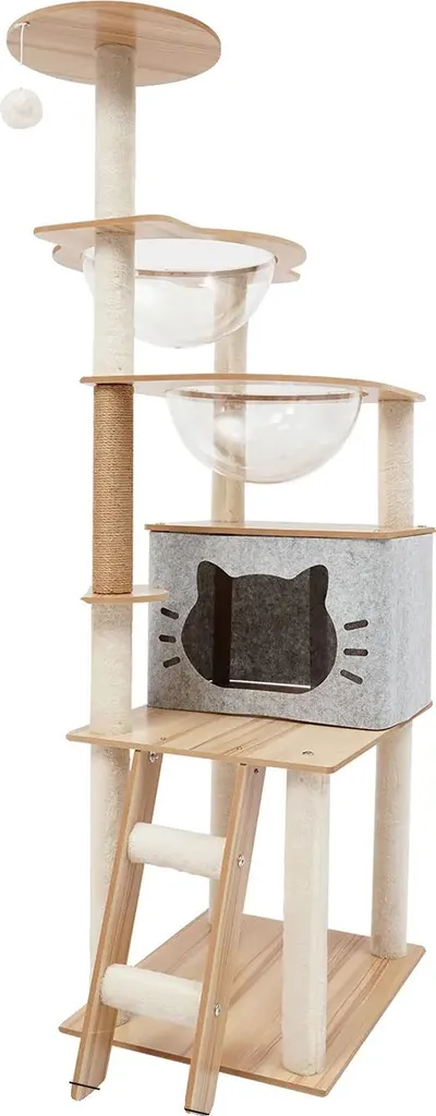 Mobilier pour chat à 3 étages jaune vif et robuste en taille Large