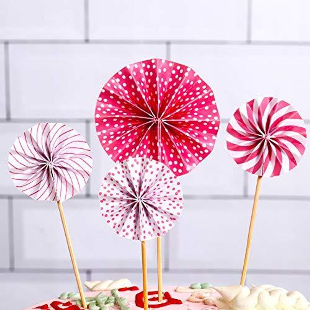 15. Geburtstag Mädchen - 17 Stück rosa Tortendekoration für 15 Jahre - Happy Birthday Glitzer Tortenspitze - Ballons und Papierfächer Tortendek...