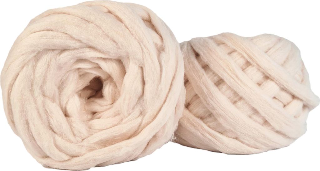 Creme Baumwolle Kammzug aus recycelter Baumwolle 150g 1 Stück