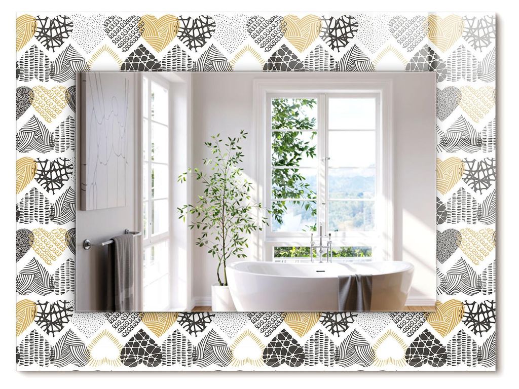 Bunte Herzen – Rechteckiger Spiegel mit Druck 80x60 cm – Produktbild 