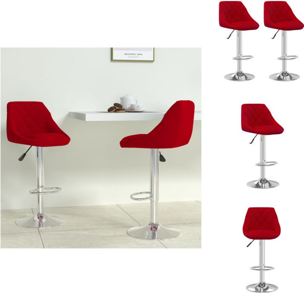 vidaXL Barhocker 2 Stk. Weinrot Samt - Barhocker