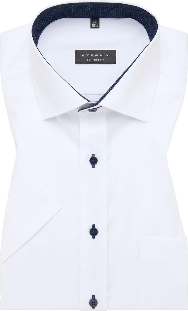 Eterna - Comfort Fit - Bügelfreies Herren Kurzarm Hemd, (8100 K137), Größe:41, Farbe:Weiß (00)