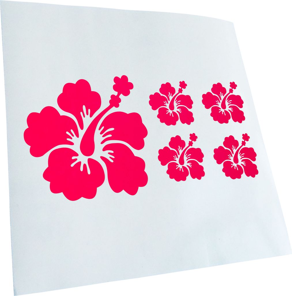 Kiwistar - Autoaufkleber - neonpink - Set - 60cm - Hibiskus Blütenset - Heckscheibenaufkleber - Aufkleber für Auto Kfz Fahrrad, LKW, Truck Mofa