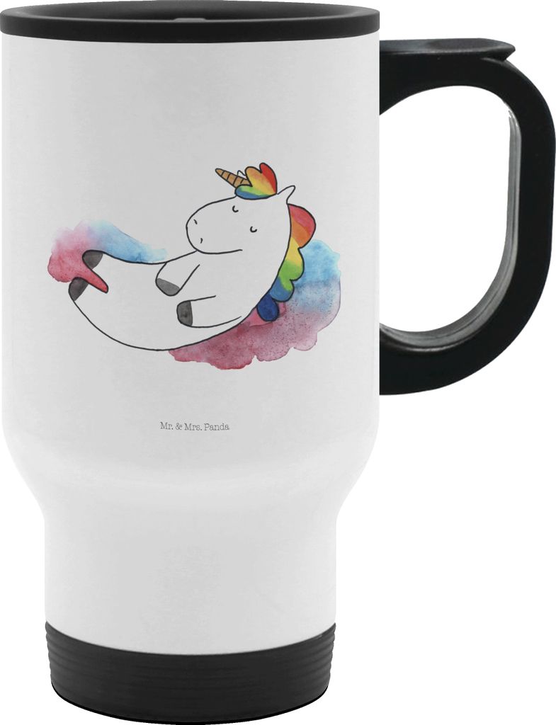 Mr. & Mrs. Panda Thermobecher Einhorn Wolke 7 - Weiß - Geschenk, kaffeebecher mit deckel, Deko, To Go, Lustig, Einhörner, Menschen, Unicorn, Gro...