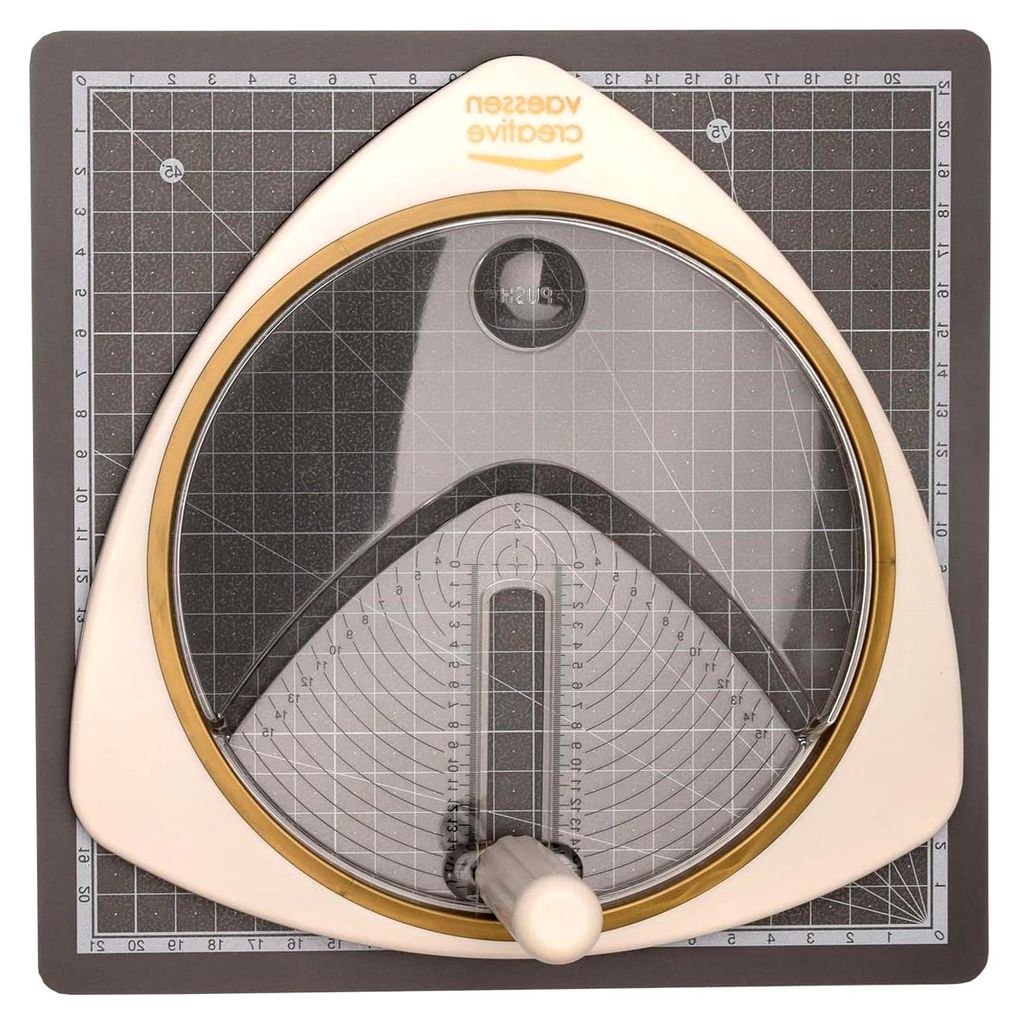 Kreisschneider mit selbstklebender Schneidematte 24 x 24 cm – Papierschneidemaschine und Bastelzubehör für das Ausschneiden von Kreisen Ø2,5 ...