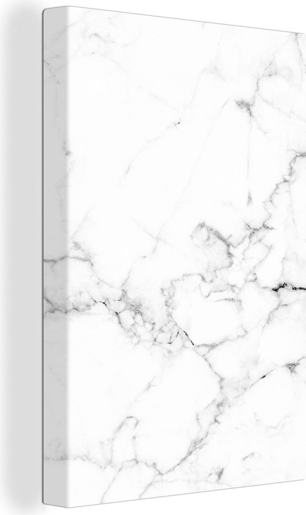 OneMillionCanvasses - Leinwandbilder - 90x140 cm, Marmor - Weiß - Grau - Luxus - Marmoroptik - Strukturiert, Wandbilder Kunstdruck Wanddekoratio...