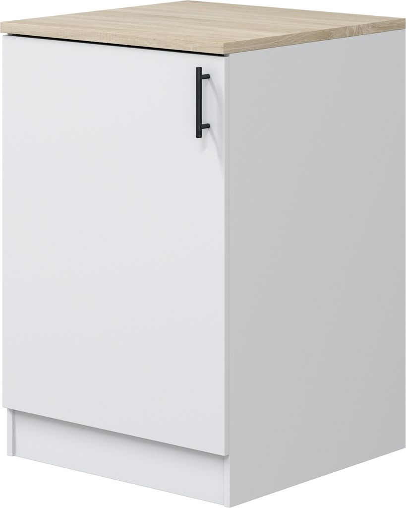 Unterschrank >KIRA< in Weiß glänzend/Mattweiß - 60x90x60 (BxHxT)