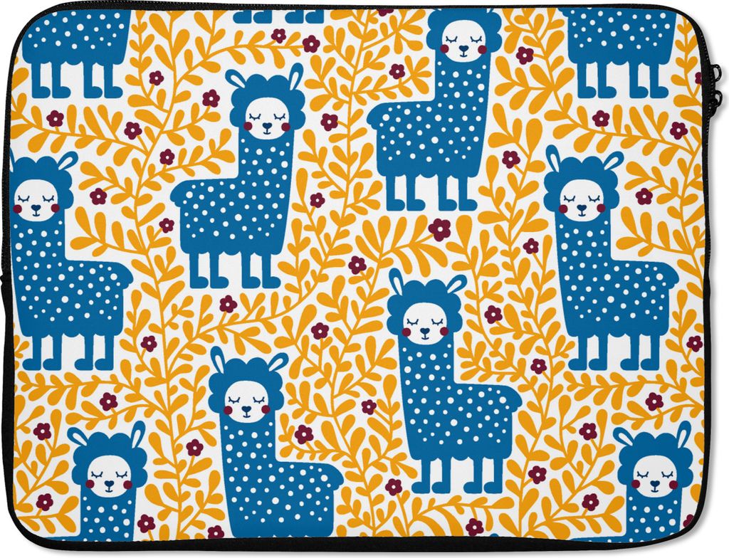 MuchoWow Laptop Hülle 17 Zoll Laptoptasche Mädchen - Lama - Pflanzen - Schnittmuster - Mädchen - Kinder - Mädchen - Zipper - Schutzabdeckung