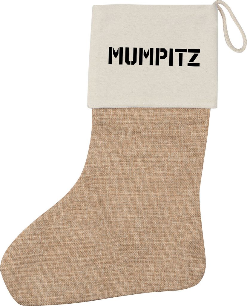 Huuraa Weihnachtsstrumpf Mumpitz Schriftzug Beige Jute Kaminstrumpf Geschenkidee