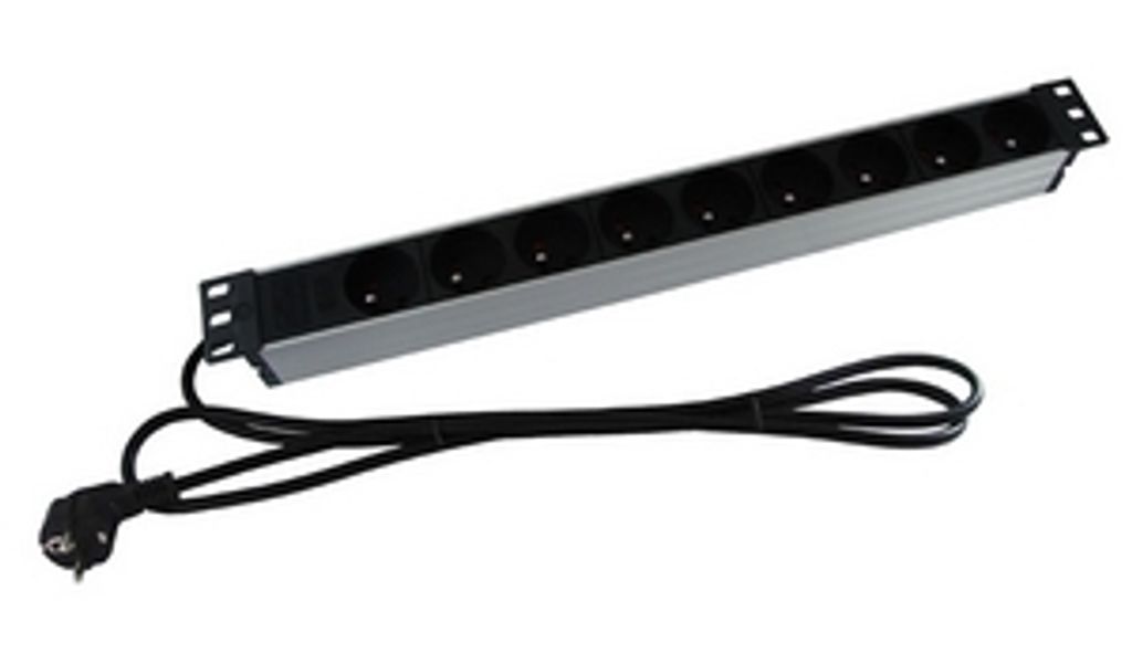 Napájecí lišta do racku B7112 19" panel 1U, 9 zásuvek, 2m Obrázek produktu 