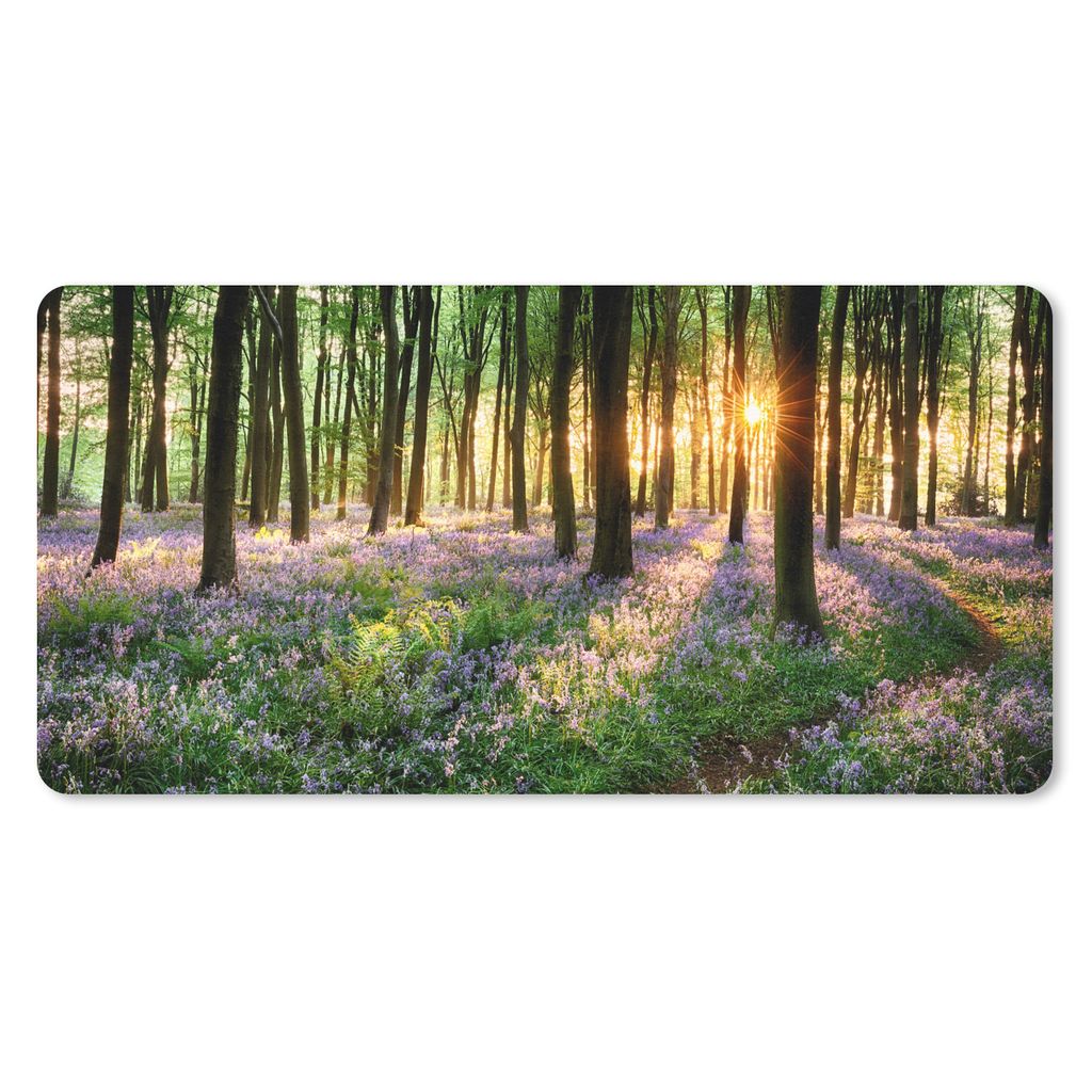 MuchoWow Schreibtischunterlage Wald - Bäume - Blume 80x40 cm - XXL Mauspad - Gaming Mauspad