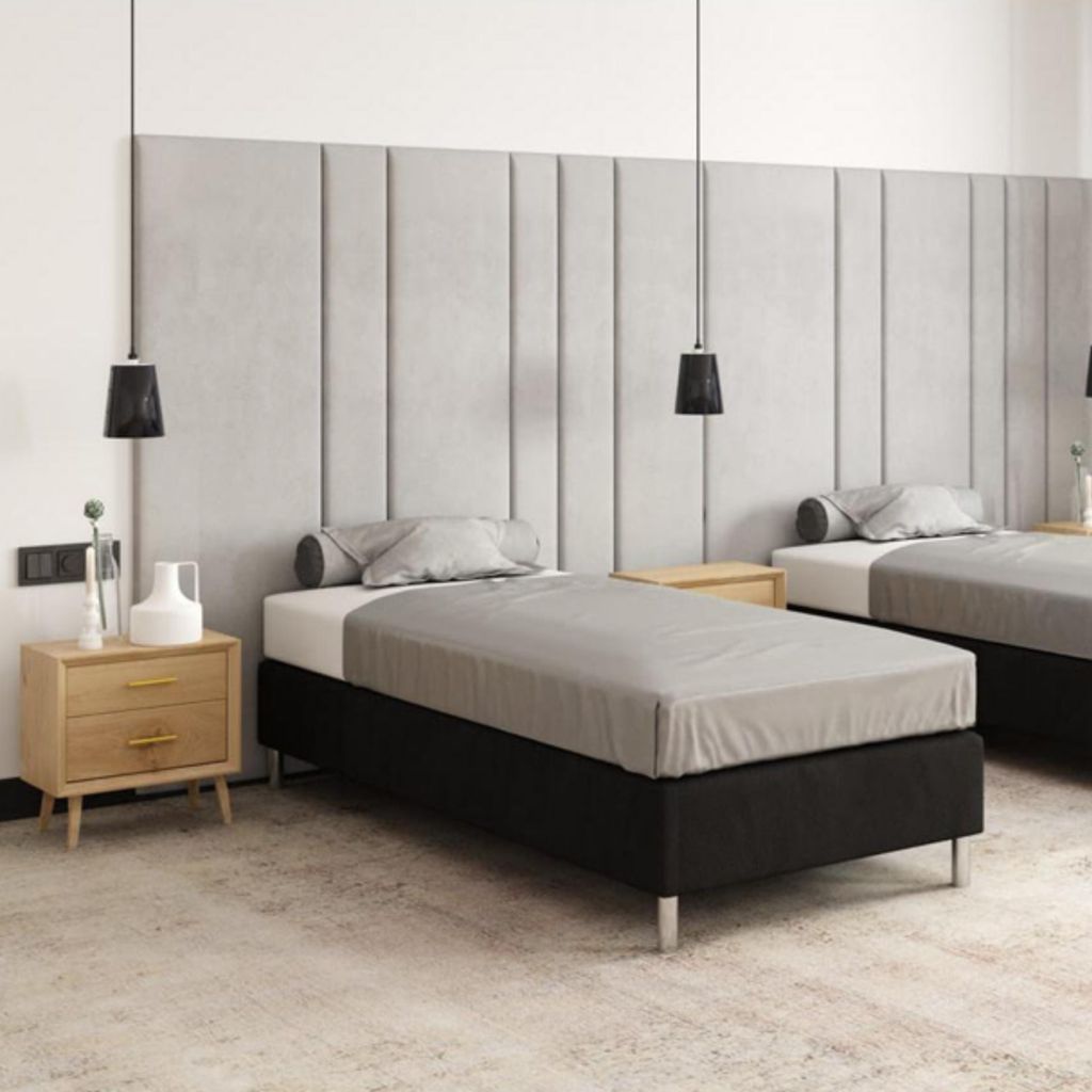 Hotelbett 80x200 cm - Graphit - Polsterbett für Hotels und Pensionen - Boxspringbett - Wasserabweisend - Als Doppelbett Stellbar - MARTIN