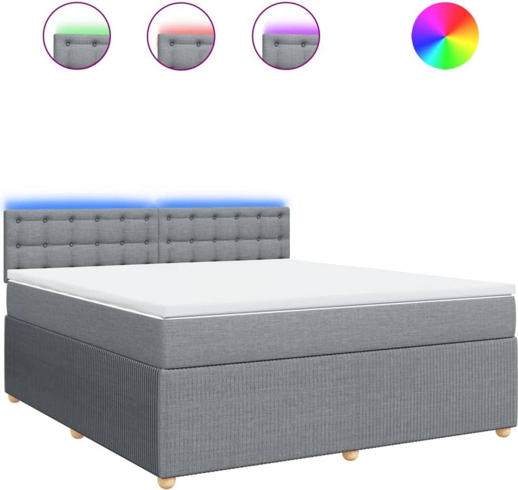 vidaXL Boxspringbett mit Matratze Hellgrau 180x200 cm Stoff