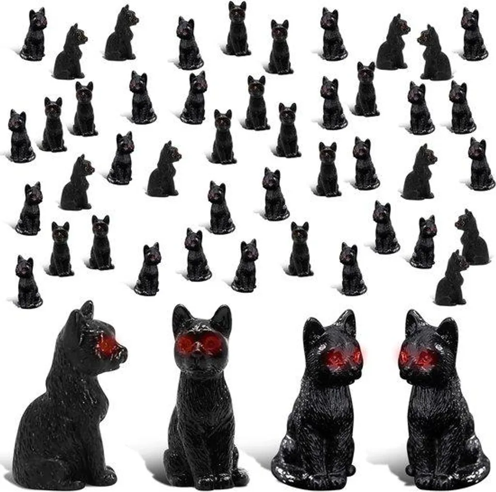 Figurines miniatures Chat Noir pour décoration d'Halloween - 50 pièces