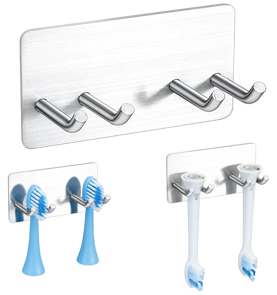 Support brosse à dents mural inox pour têtes et rasoirs de salle de bain