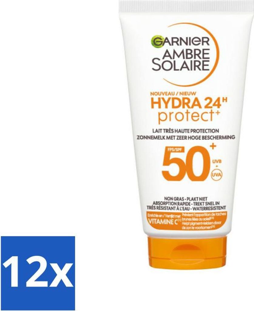 Garnier - Ambre Solaire - Sonnenschutzmittel - Hydra 24H Protect - LSF 50+ - Reisegröße - 50 ml - Vorteilspack - 12 Stücke