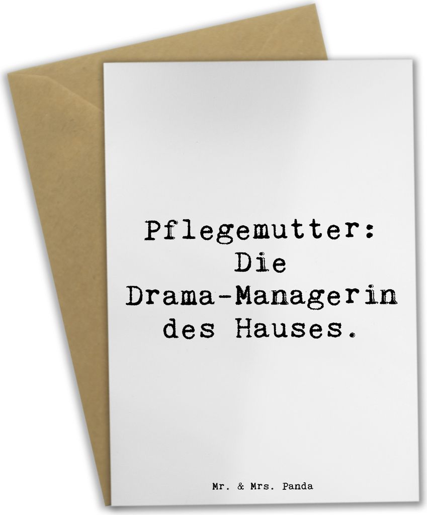 Mr. & Mrs. Panda neujahrskarte Spruch Pflegemutter Managerin - Weiß - Geschenk, Liebe, Management, Hingabe, Fürsorge, Geburtstage, hochzeitskarte...