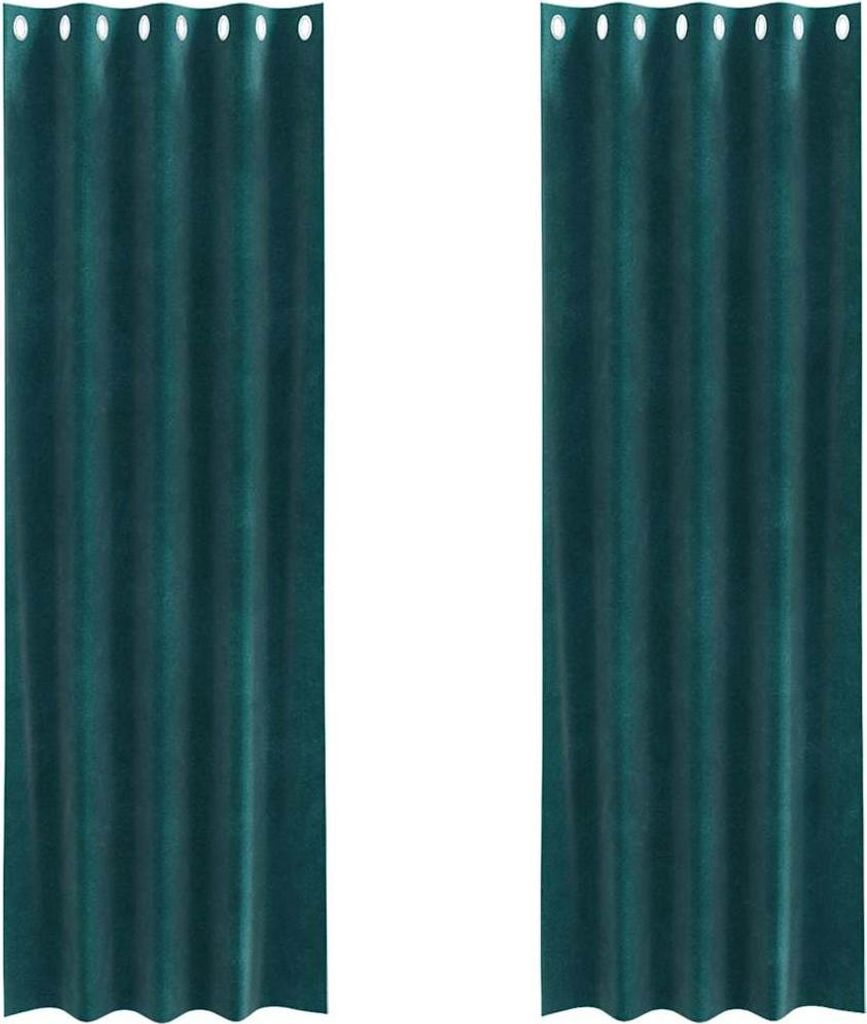 vidaXL Verdunkelungsvorhänge 2 pcs Dunkelgrün 140 x 260 cm Samt
