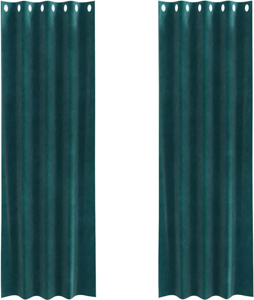 vidaXL Tende oscuranti 2 pezzi Verde scuro 140 x 225 cm velluto
