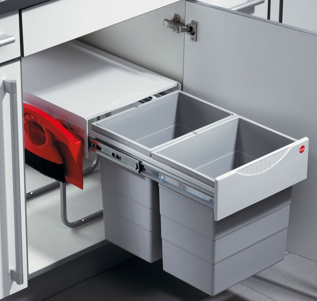 Hailo Mülleimer Küche, Einbau ab 40cm Schrank, 2-fach Abfalleimer