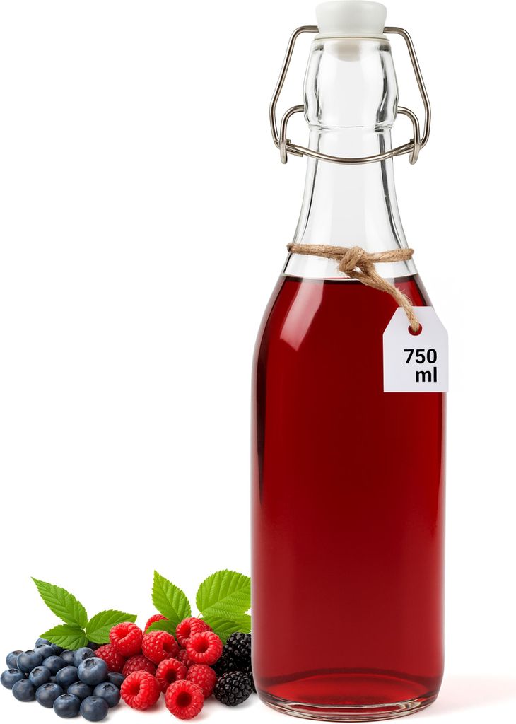 Glasflasche 750 ml mit Bügelverschluss – Für Kombucha, Sirupe & Liköre, Wiederverwendbar & Luftdicht