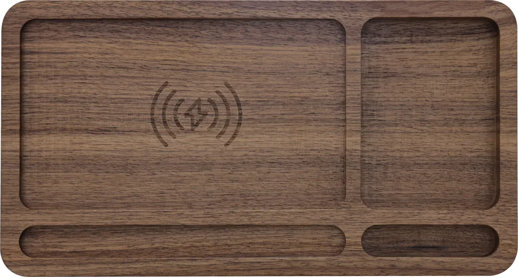 Support Téléphone Induction et Rangement de Bureau en Noyer InLine Qi - 3