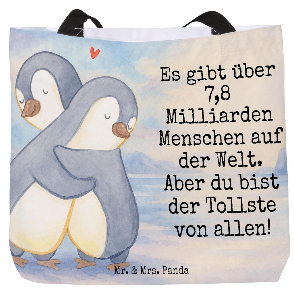 Mr. & Mrs. Panda Strandtasche Pinguine Kuscheln Design - Weiß - Geschenk, für Freundin, Reisetasche, Freund, Tote Bag, Einkaufstasche, Mitbringse...