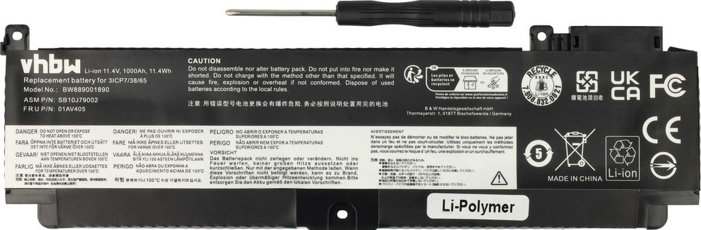 vhbw Akku kompatibel mit Lenovo ThinkPad T470s 20HGS00V00 Produktbild 