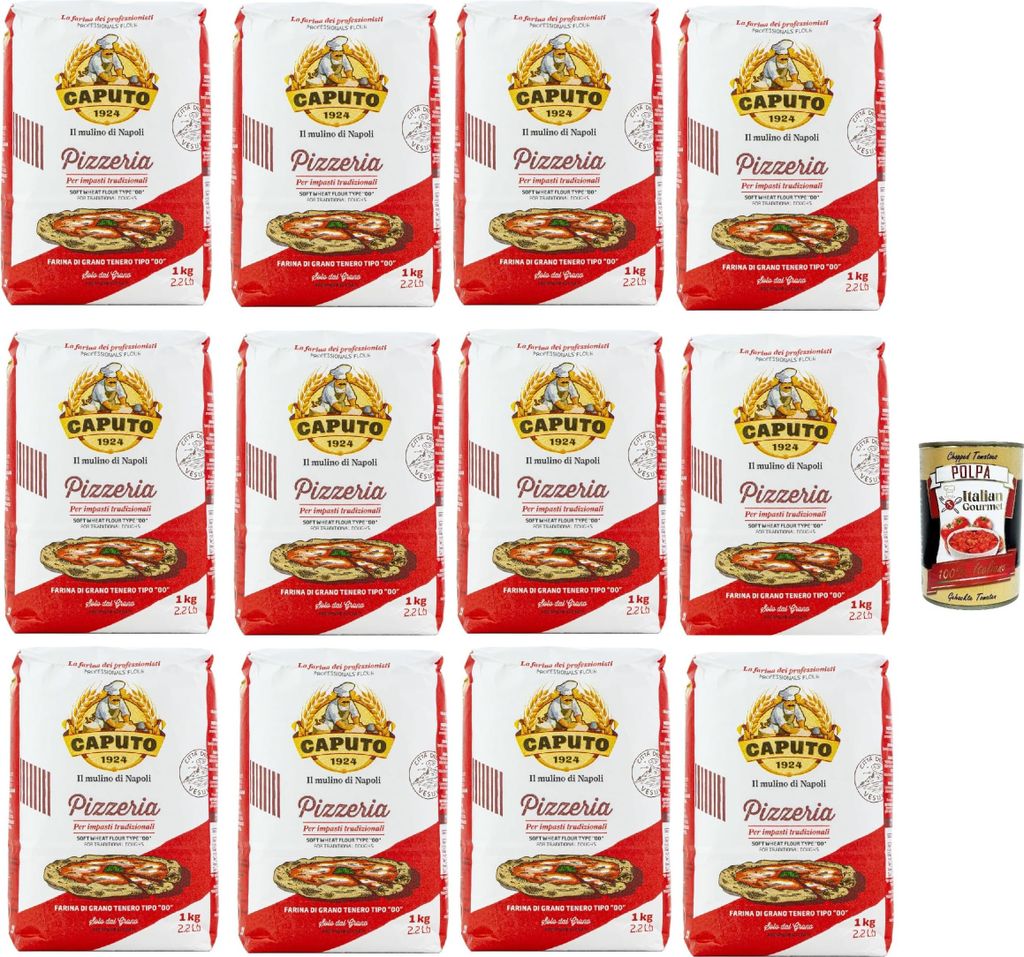 12x Farina Molino Caputo Pizzeria, farina per Pizza Napoli Pizzamehl Pizza Mehl 1kg Tipo 00 ' + Italian Gourmet polpa 400g