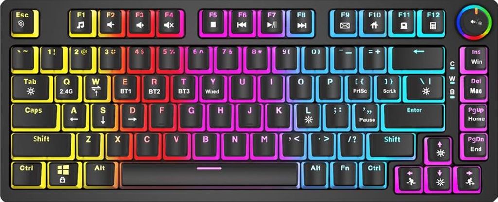 Savio Phenix SAVGK- GELBE PUDDING Tastatur Gaming USB + RF Wireless + Bluetooth QWERTY US Englisch Schwarz