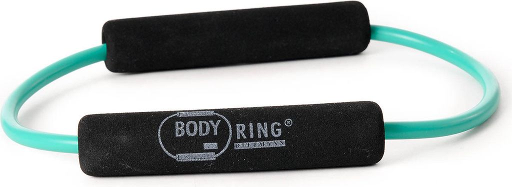 Fitnessband Body-Ring, grün, mit mittlerem Widerstand und Schaumstoffgriffen