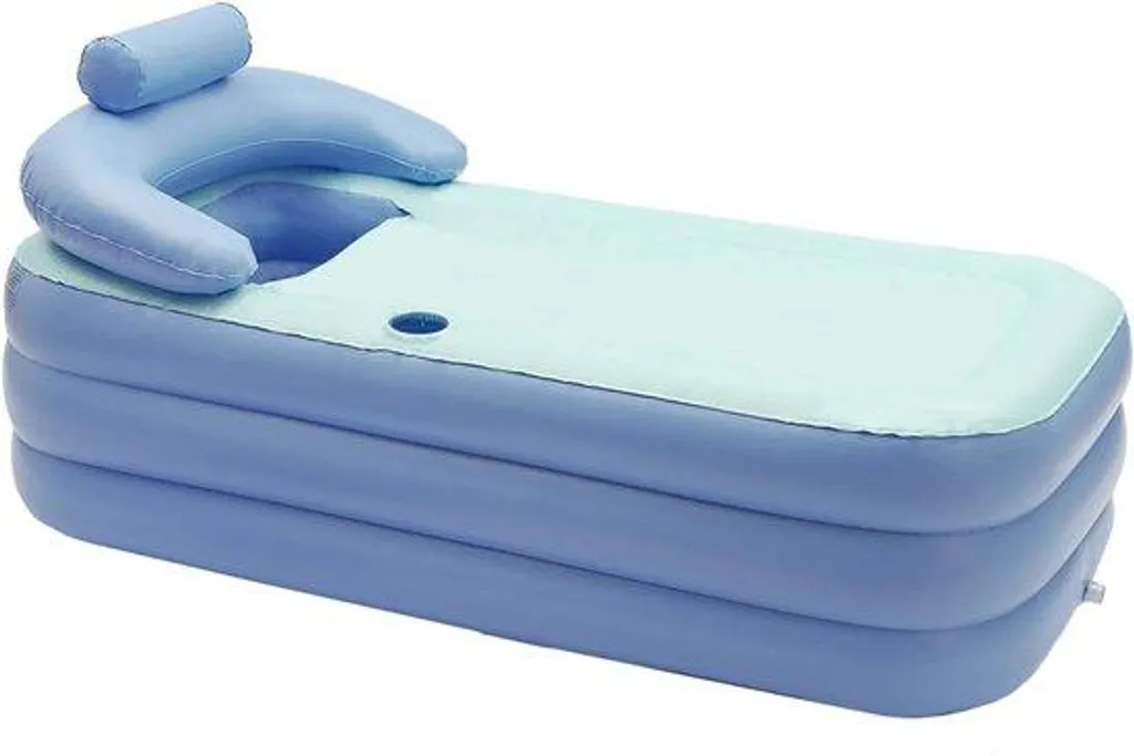 Baignoire de voyage gonflable bleue : profitez d'un bain n'importe où