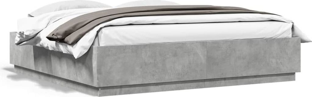Maison Exclusive - Bettgestell mit LED Betongrau 200x200 cm Holzwerkstoff