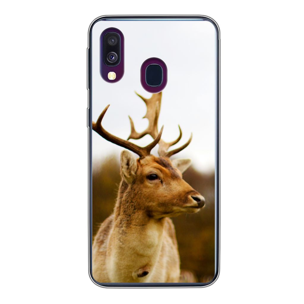 MuchoWow Handyhülle Schutzhülle Hülle für Samsung Galaxy A40 Damhirsch - Wald - Herde - Tiere - Natur Silikon Softcase Handy Hülle - Handy-T...
