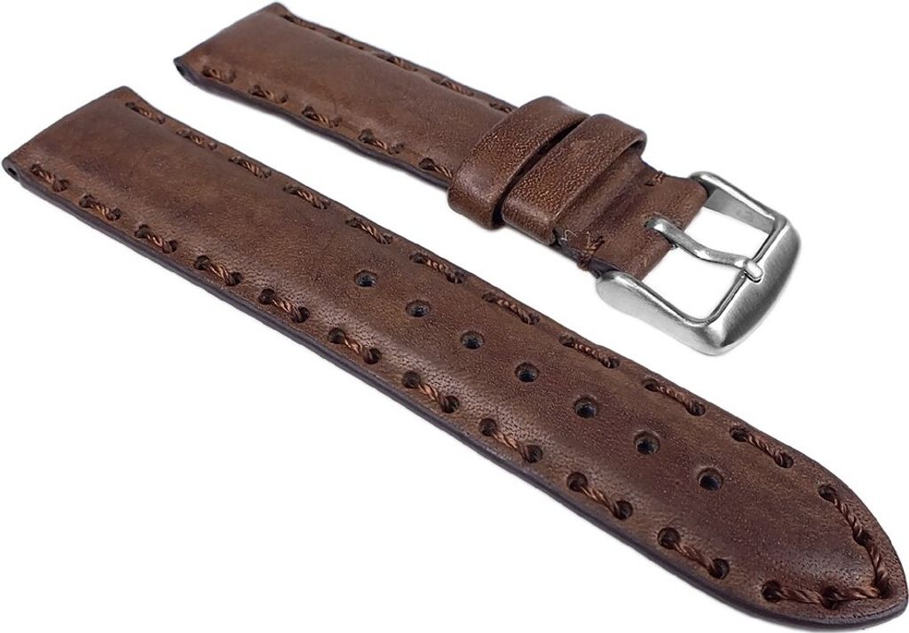 Arezzo Ersatzband Uhrenarmband Leder Band Braun mit Ziernaht 24868S, Stegbreite:18mm