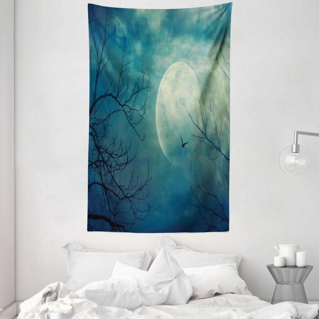 ABAKUHAUS Horror Haus Wandteppich und Tagesdecke, Verwunschener Wald aus Weiches Mikrofaser Stoff Waschbar ohne Verblassen Digitaldruck, 140 x 230 ...