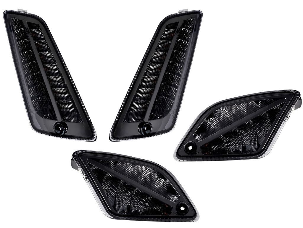 Blinker-Set Moto Nostra vorne + hinten 2K22 dynamisches LED Lauflicht, Tagfahrlicht vorne + Positionslicht hinten, E-Prüfzeichen, Smoked für Vesp...